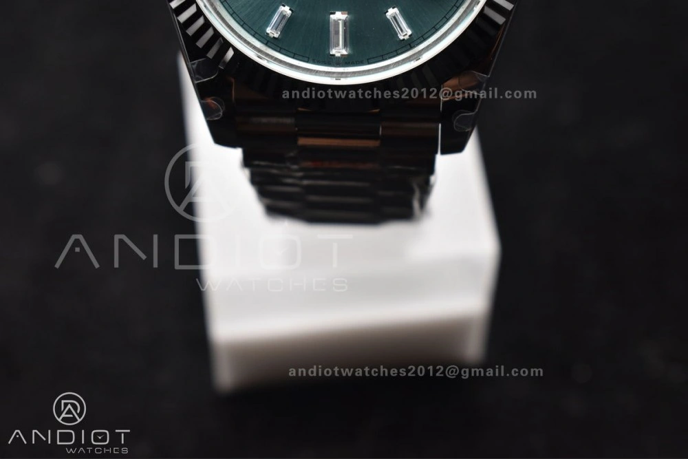 DayDate 40 SS GMF 904L Steel Ice Blue Stick Dial On President Bracelet A3255 V Stretchable 714