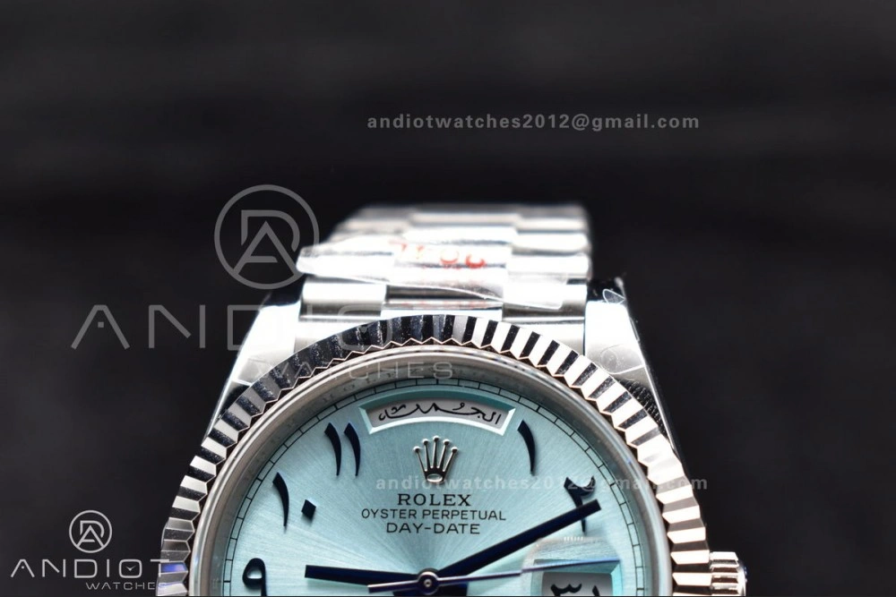 DayDate 40 SS GMF 904L Steel Iced Blue Dial Arabic Markers on President Bracelet A3255 V Cozy 710