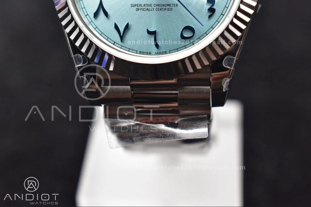 DayDate 40 SS GMF 904L Steel Iced Blue Dial Arabic Markers on President Bracelet A3255 V Cozy 710