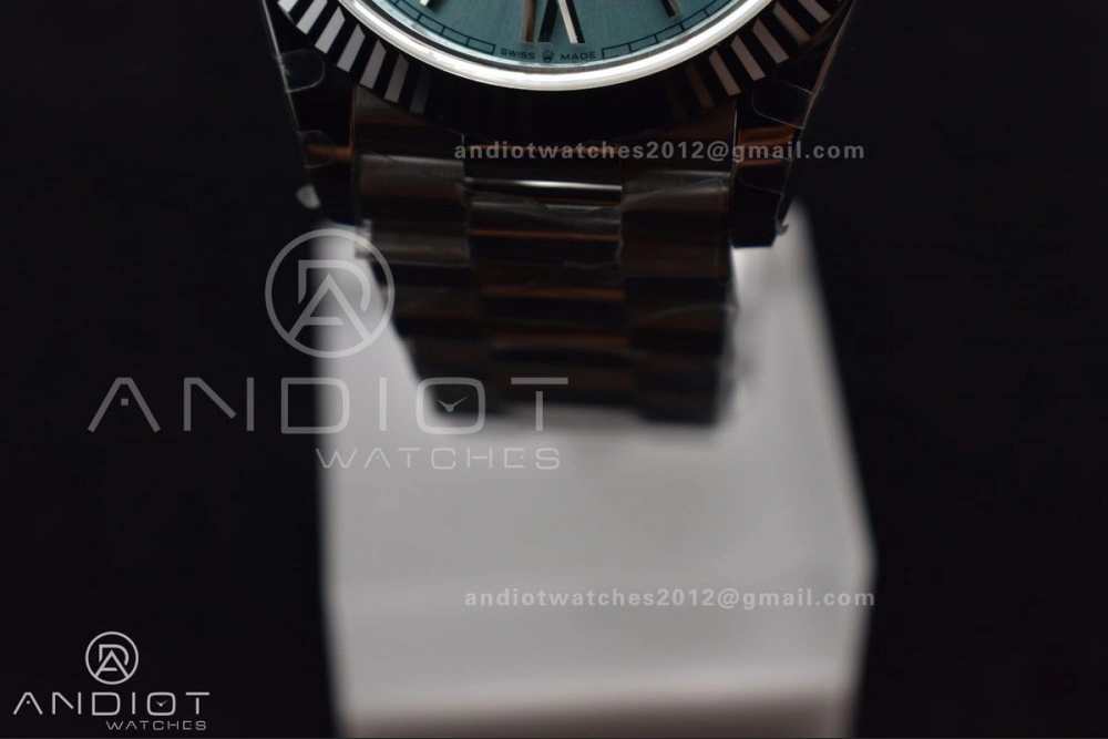 DayDate 40 SS GMF 904L Steel Iced Blue Dial Roman Markers On President Bracelet A3255 V Sporty 715