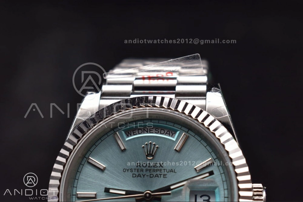 Popular DayDate 40 SS GMF Gain Weight Ice Blue Stick Dial on President Bracelet A 716
