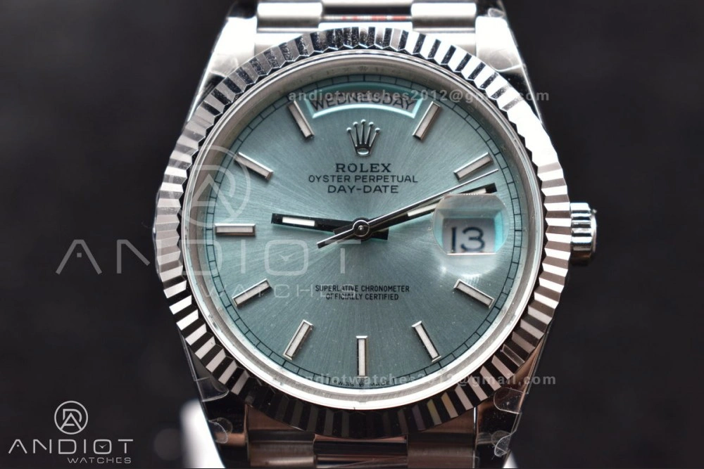 Popular DayDate 40 SS GMF Gain Weight Ice Blue Stick Dial on President Bracelet A 716