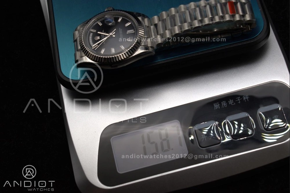 Bright DayDate 40 SS GSF Gain Weight Black Crystal Dial on President Bracelet A 718