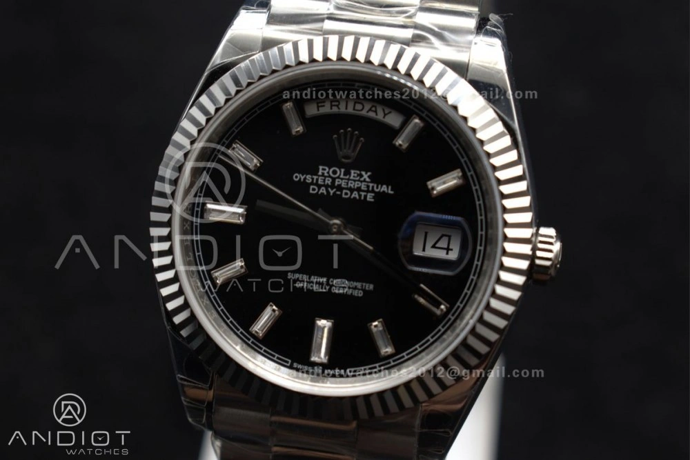 Bright DayDate 40 SS GSF Gain Weight Black Crystal Dial on President Bracelet A 718