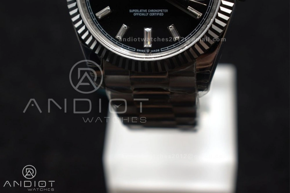 Bright DayDate 40 SS GSF Gain Weight Black Crystal Dial on President Bracelet A 718