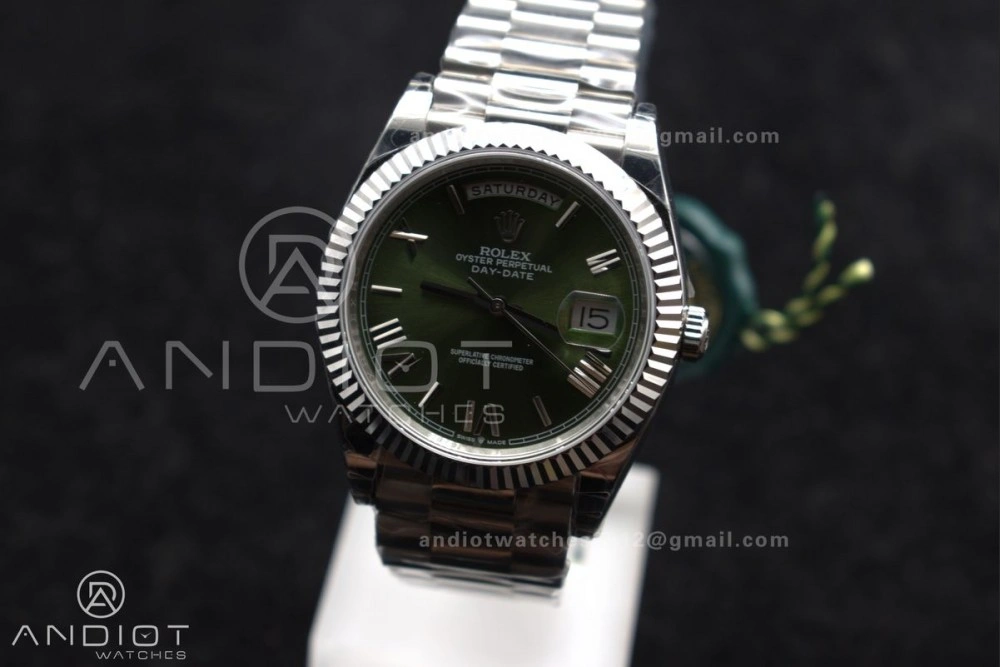 DayDate 40 SS GSF Gain Weight Green Roman Dial Bezel on President Bracelet A OdorResistant 719