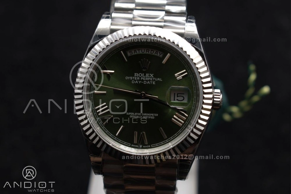 DayDate 40 SS GSF Gain Weight Green Roman Dial Bezel on President Bracelet A OdorResistant 719