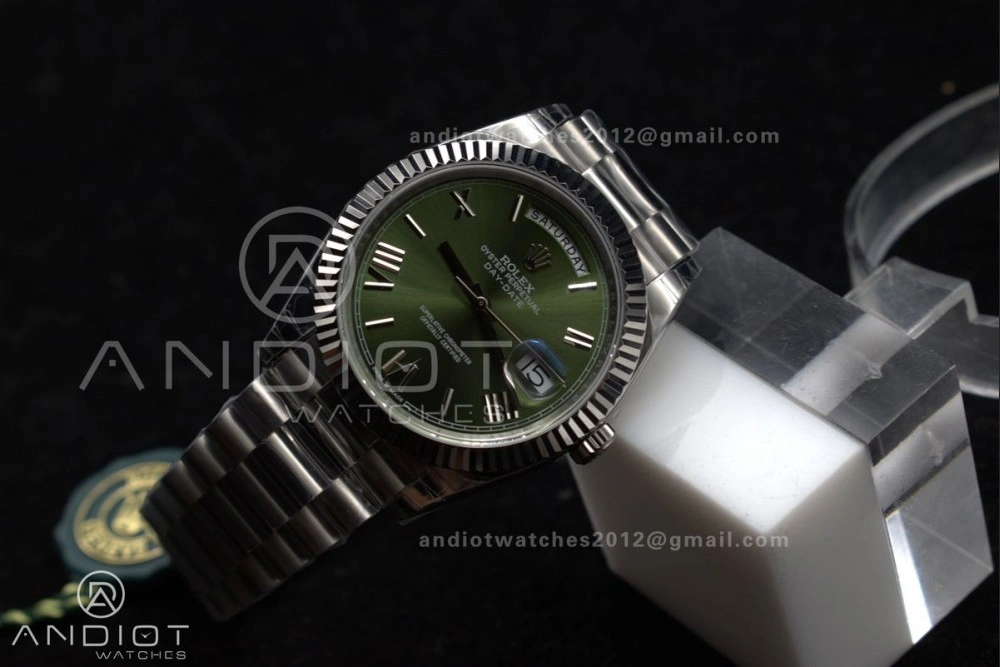 DayDate 40 SS GSF Gain Weight Green Roman Dial Bezel on President Bracelet A OdorResistant 719