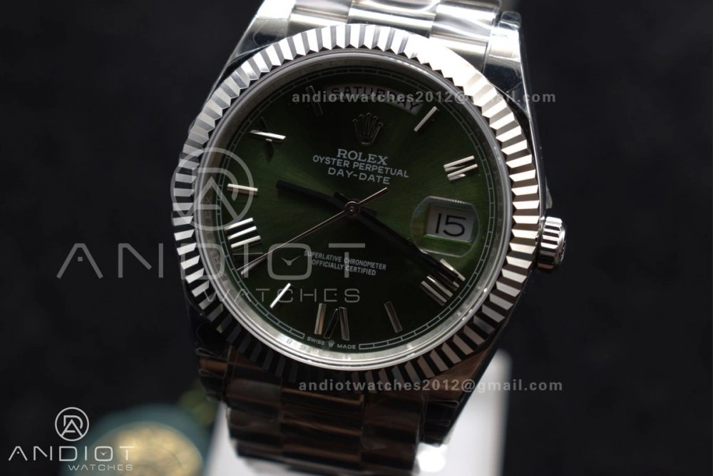 DayDate 40 SS GSF Gain Weight Green Roman Dial Bezel on President Bracelet A OdorResistant 719