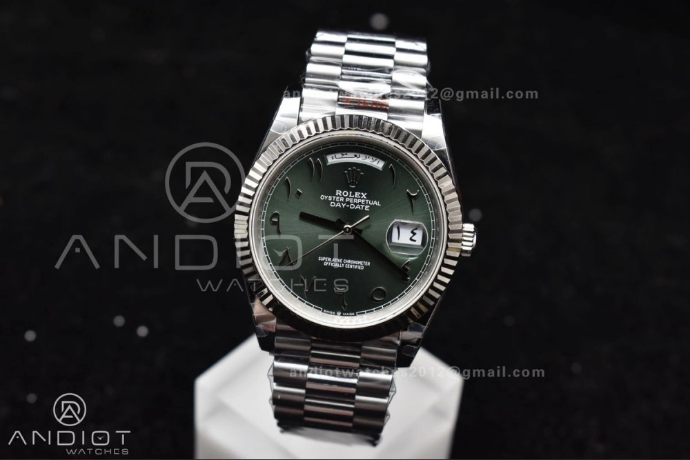 DayDate 40 SS JDF 904L Steel Green Arabic Dial on President Bracelet VR3255 V3 (Gain Weight) UrbanStyle 722