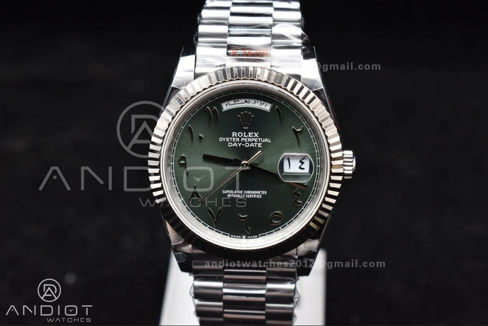 DayDate 40 SS JDF 904L Steel Green Arabic Dial on President Bracelet VR3255 V3 (Gain Weight) UrbanStyle 722