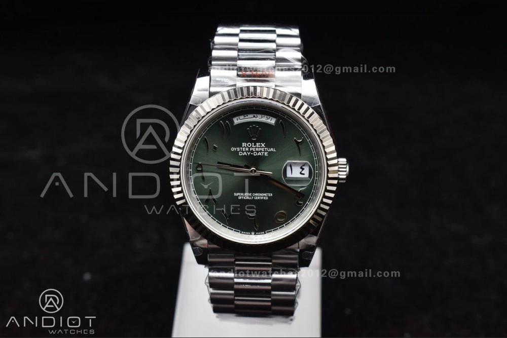 DayDate 40 SS JDF 904L Steel Green Arabic Dial on President Bracelet VR3255 V3 (Gain Weight) UrbanStyle 722