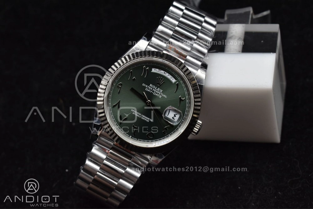 DayDate 40 SS JDF 904L Steel Green Arabic Dial on President Bracelet VR3255 V3 (Gain Weight) UrbanStyle 722