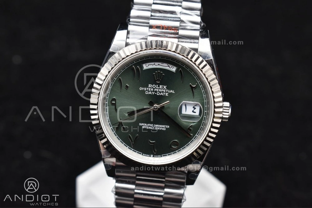 DayDate 40 SS JDF 904L Steel Green Arabic Dial on President Bracelet VR3255 V3 (Gain Weight) UrbanStyle 722