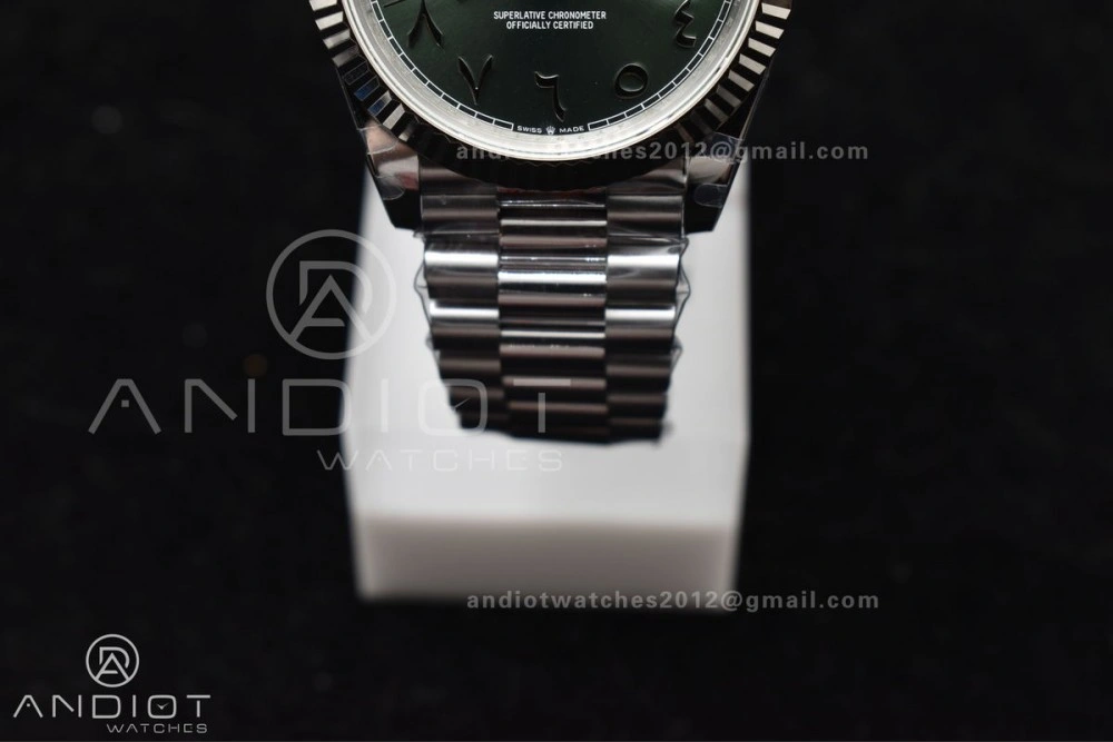 DayDate 40 SS JDF 904L Steel Green Arabic Dial on President Bracelet VR3255 V3 (Gain Weight) UrbanStyle 722