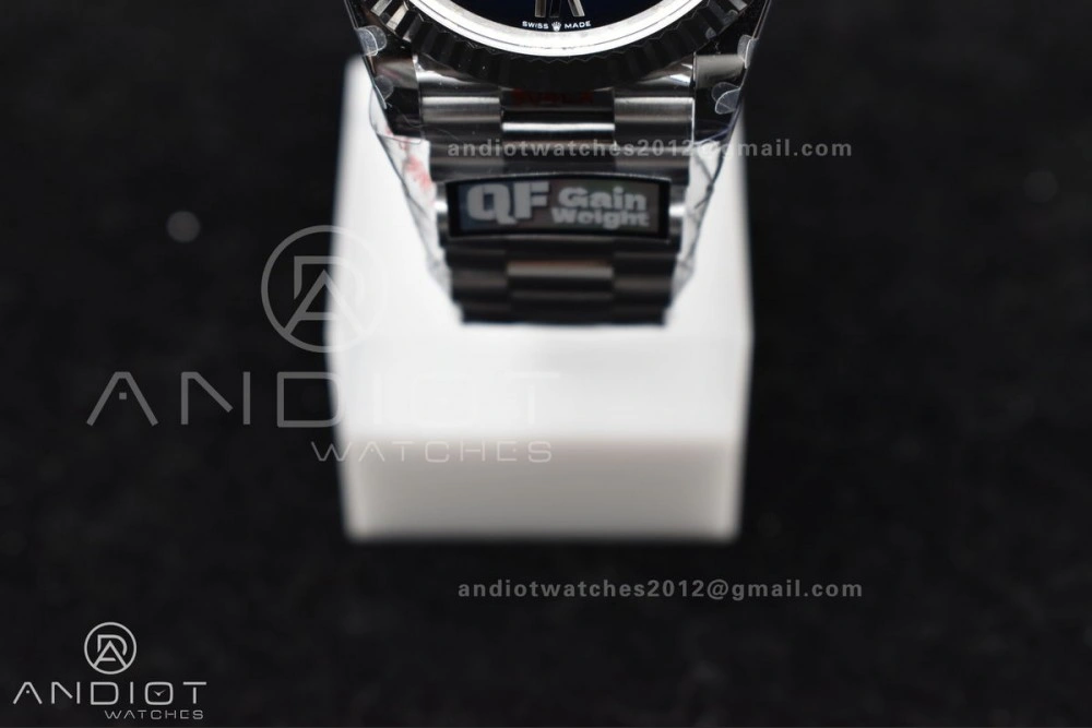 DayDate 40 SS QF Best Edition 904L Steel Blue Black Dial on President Bracelet A2836 V4 (Gain Weight) Practical 724