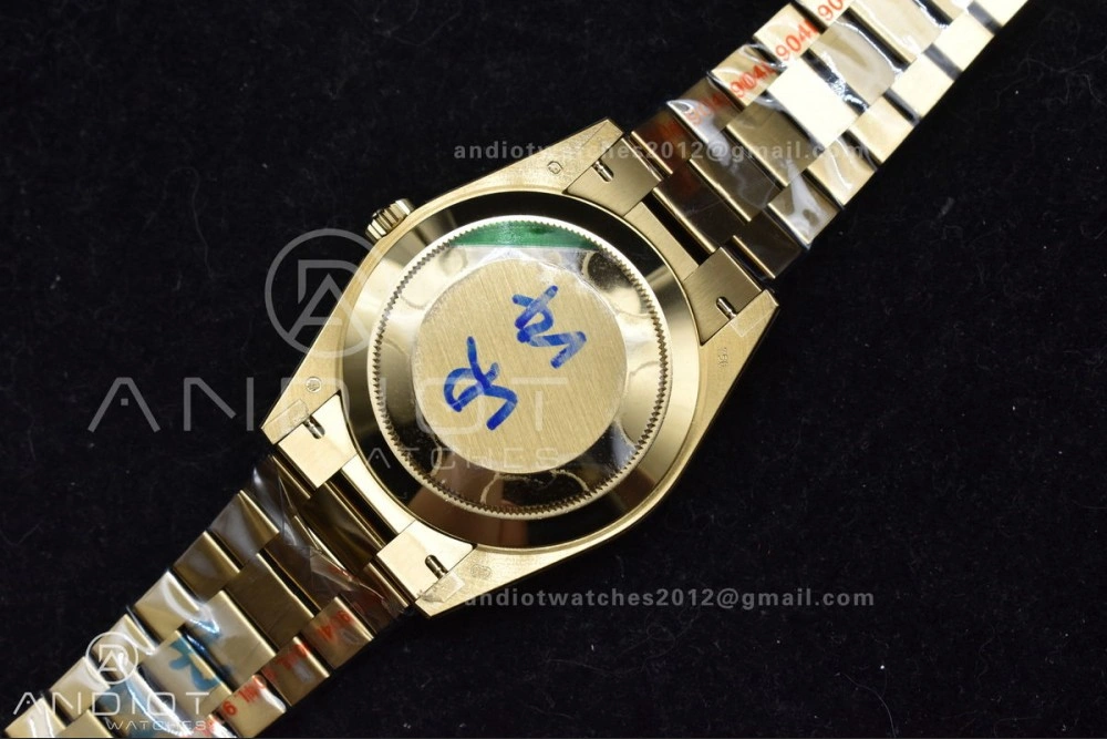 GoAnywhere DayDate 40 YG GMF Gain Weight 904L Steel Gold Dial Diamond Markers On President Bracelet A3255 V 723