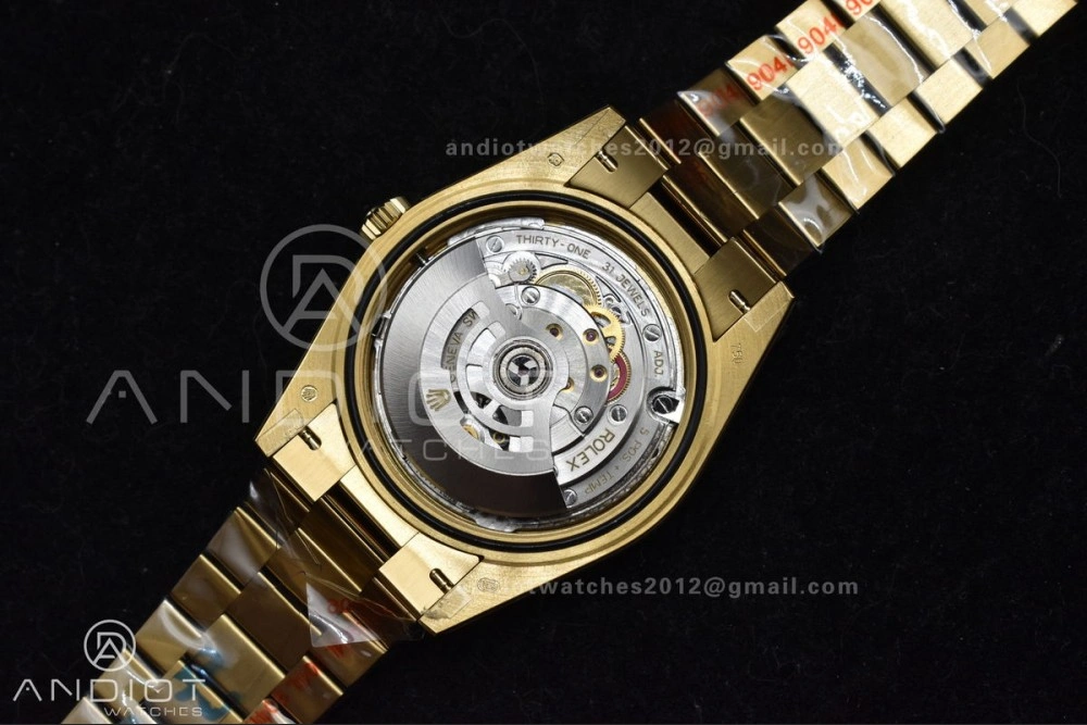 GoAnywhere DayDate 40 YG GMF Gain Weight 904L Steel Gold Dial Diamond Markers On President Bracelet A3255 V 723