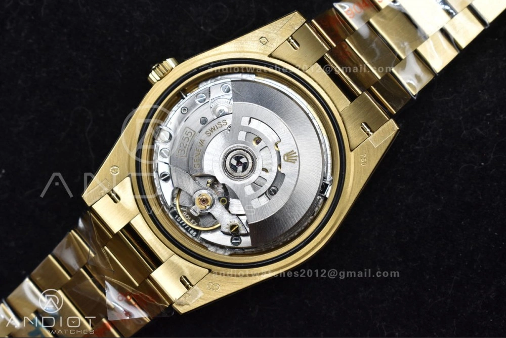 GoAnywhere DayDate 40 YG GMF Gain Weight 904L Steel Gold Dial Diamond Markers On President Bracelet A3255 V 723