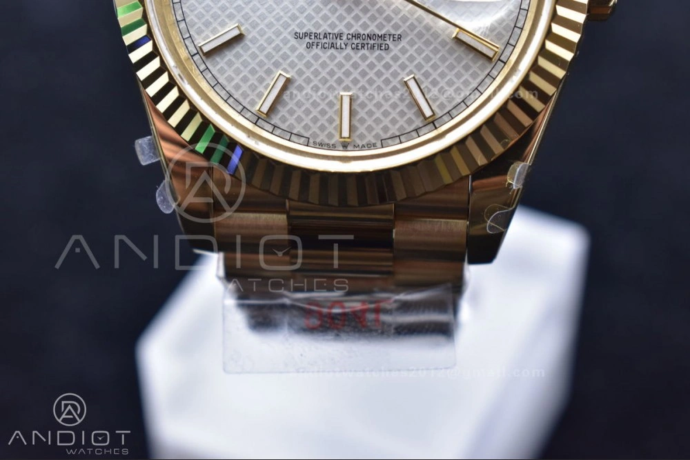 Reliable DayDate 40 YG GMF Plated 904L Steel Checked Dial Crystal Markers On President Bracelet A2836 V 772