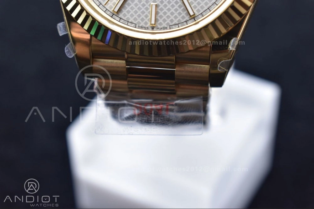 Reliable DayDate 40 YG GMF Plated 904L Steel Checked Dial Crystal Markers On President Bracelet A2836 V 772