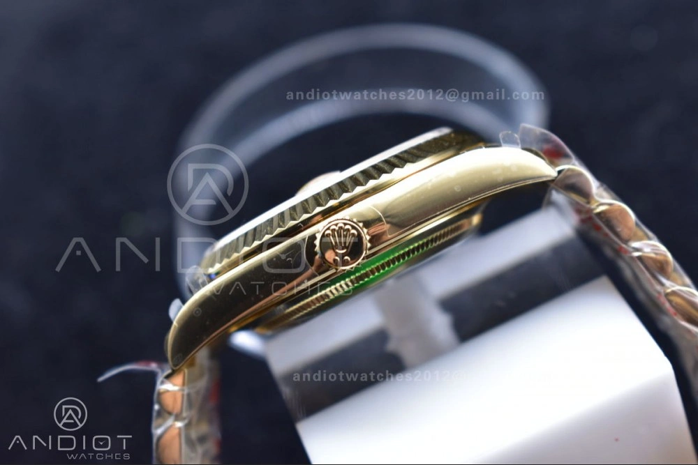 Reliable DayDate 40 YG GMF Plated 904L Steel Checked Dial Crystal Markers On President Bracelet A2836 V 772