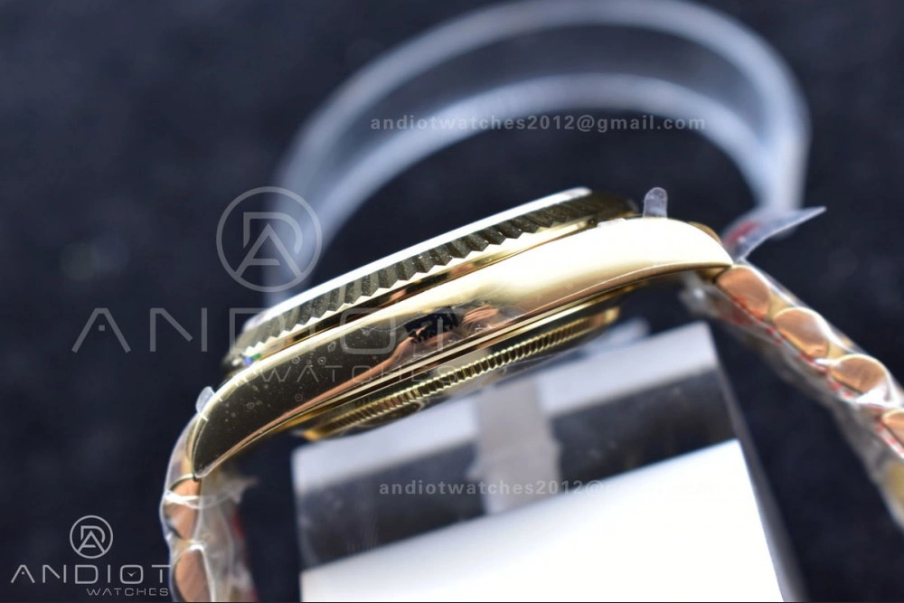 Reliable DayDate 40 YG GMF Plated 904L Steel Checked Dial Crystal Markers On President Bracelet A2836 V 772