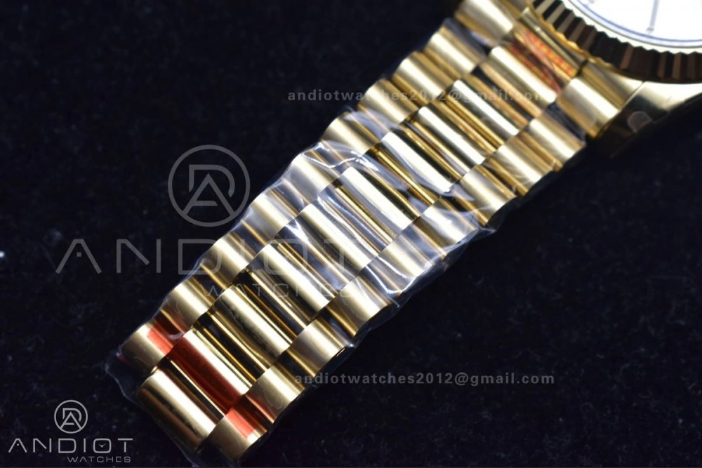 Reliable DayDate 40 YG GMF Plated 904L Steel Checked Dial Crystal Markers On President Bracelet A2836 V 772
