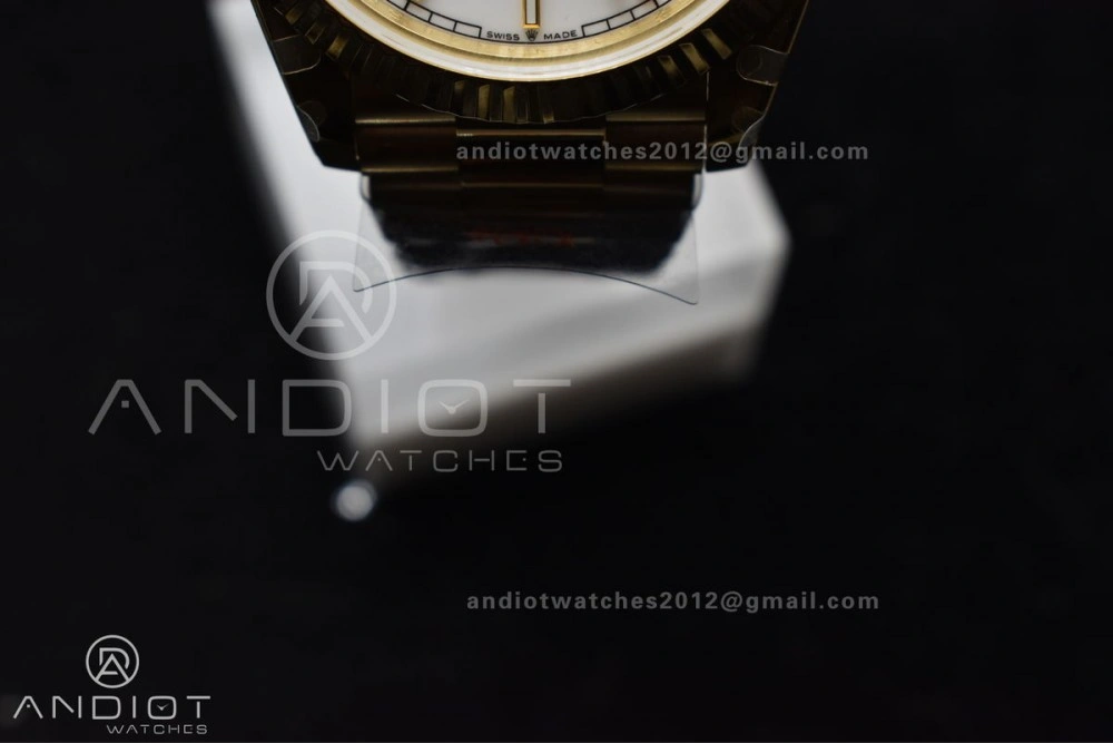 DayDate 40 YG GMF Tungsten Weighted 904L Steel White Dial Stick Markers On President Bracelet A2836 V Contemporary 730