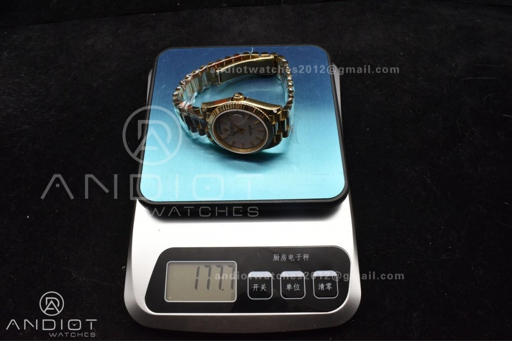 DayDate 40 YG GMF Tungsten Weighted 904L Steel White Dial Stick Markers On President Bracelet A2836 V Contemporary 730