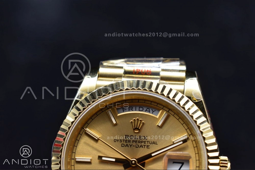 Affordable DayDate 40 YG JDF Gain Weight 904L Steel YG Dial Stick Markers on President Bracelet A2836 V 731