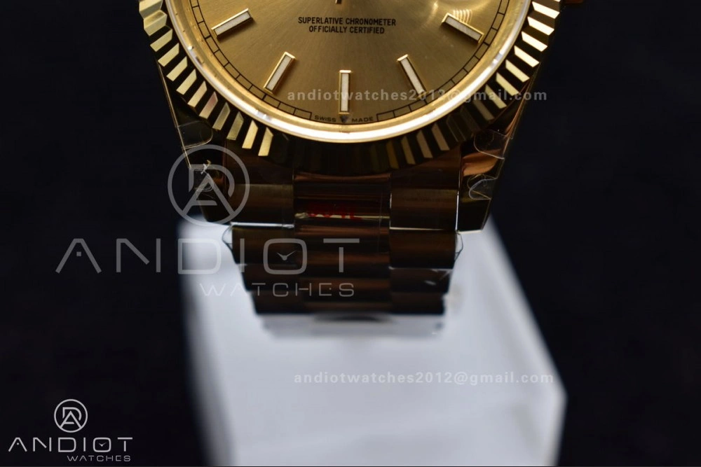 Affordable DayDate 40 YG JDF Gain Weight 904L Steel YG Dial Stick Markers on President Bracelet A2836 V 731