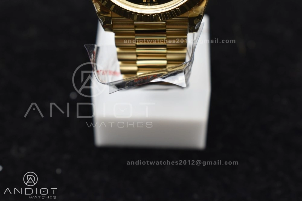 GoAnywhere DayDate 40 YG QF Best Edition 904L Steel Green Black Dial on President Bracelet A2836 V4 (Gain Weight) 725