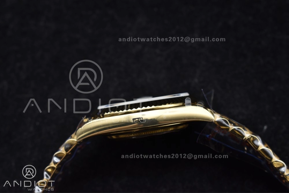 GoAnywhere DayDate 40 YG QF Best Edition 904L Steel Green Black Dial on President Bracelet A2836 V4 (Gain Weight) 725