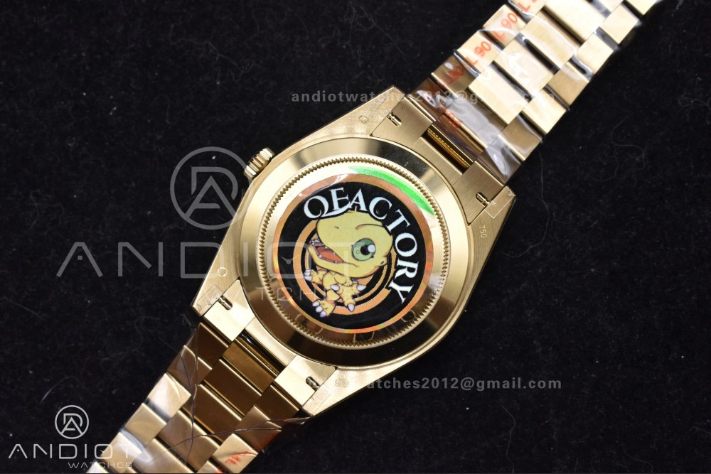 GoAnywhere DayDate 40 YG QF Best Edition 904L Steel Green Black Dial on President Bracelet A2836 V4 (Gain Weight) 725
