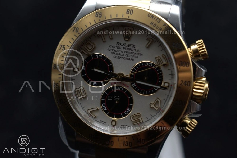 Daytona 116503 Clean 1:1 Best Edition White Dial Arabic Markers on SS YG Bracelet SA4130 V GoodFit 737