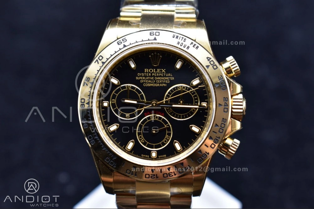 Vibrant Daytona 116505 Clean 1:1 Best Edition Black Dial on YG Bracelet SA4130 V 415