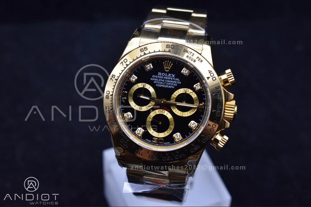 Sporty Daytona 116508 QF 1:1 Best Edition Black Diamonds Dial on YG Bracelet SH4130 V 746