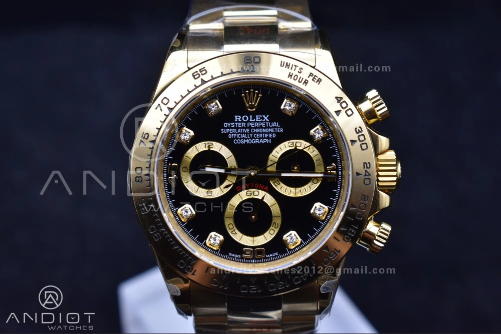 Sporty Daytona 116508 QF 1:1 Best Edition Black Diamonds Dial on YG Bracelet SH4130 V 746