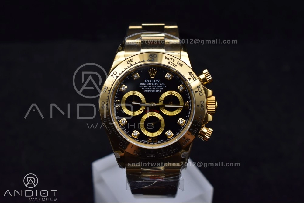 Sporty Daytona 116508 QF 1:1 Best Edition Black Diamonds Dial on YG Bracelet SH4130 V 746