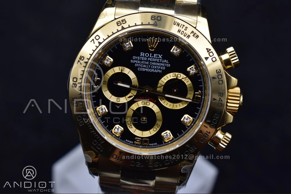 Sporty Daytona 116508 QF 1:1 Best Edition Black Diamonds Dial on YG Bracelet SH4130 V 746