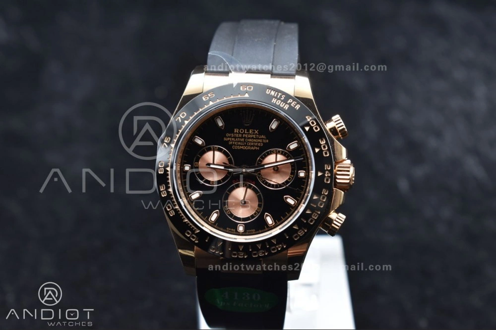 Daytona 116518 APSF 1:1 Best Edition Black RG Dial on Oysterflex Rubber Strap SH Seasonal 753
