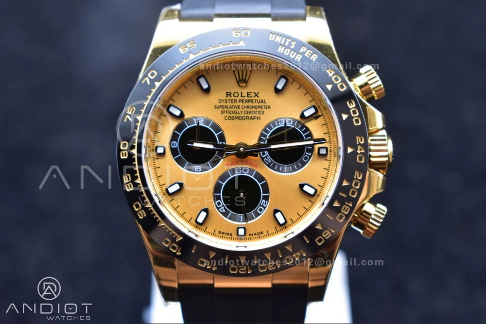 Daytona 116518 BTF 1:1 Best Edition YG Black Dial on Oysterflex Rubber Strap SA Compact 766