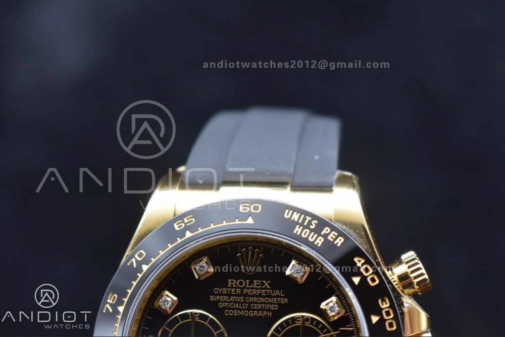 Timeless Daytona 116518 Clean 1:1 Best Edition Black Diamonds Dial on Oysterflex Rubber Strap SA4130 V 416