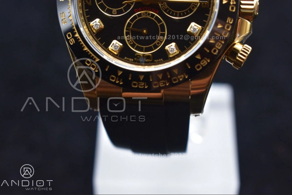 Timeless Daytona 116518 Clean 1:1 Best Edition Black Diamonds Dial on Oysterflex Rubber Strap SA4130 V 416