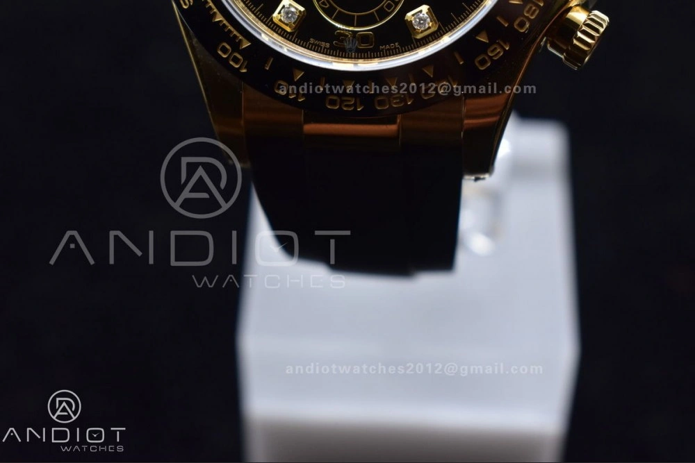 Timeless Daytona 116518 Clean 1:1 Best Edition Black Diamonds Dial on Oysterflex Rubber Strap SA4130 V 416