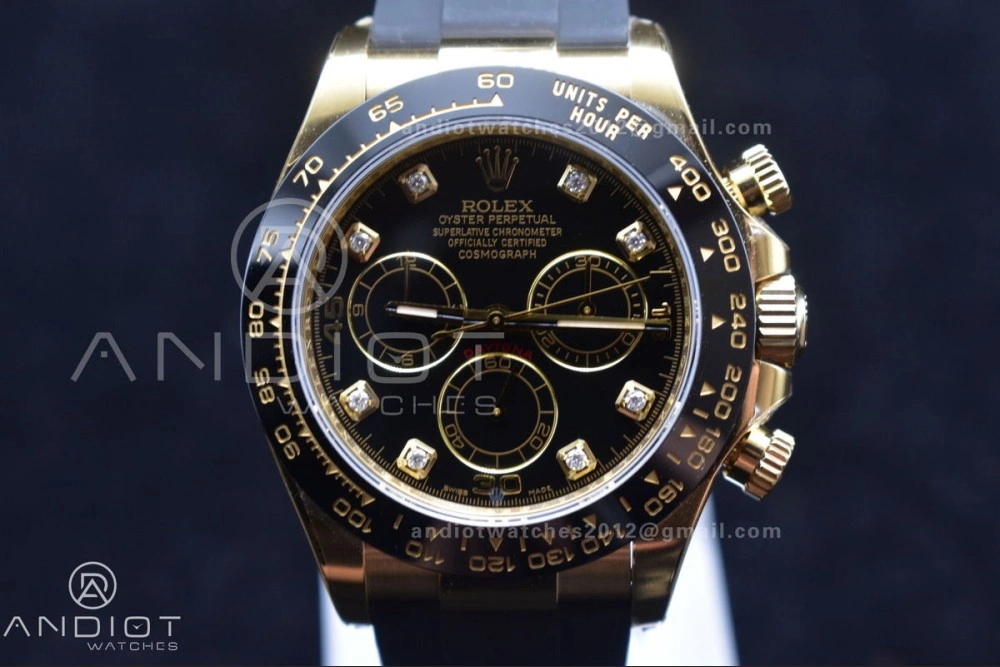 Timeless Daytona 116518 Clean 1:1 Best Edition Black Diamonds Dial on Oysterflex Rubber Strap SA4130 V 416