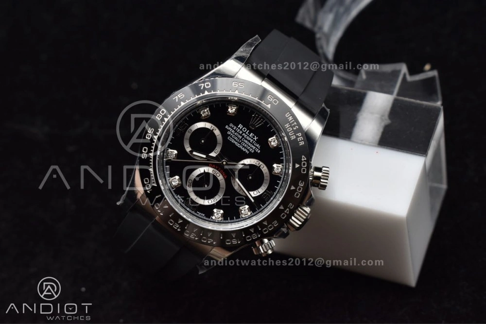 Daytona 116519 BTF 1:1 Best Edition Black Diamonds Dial on Oysterflex Rubber Strap SA Contemporary 768