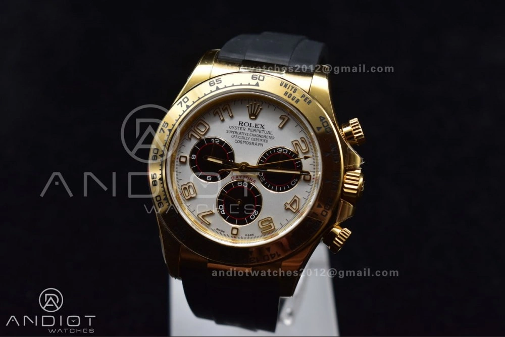Stylish Daytona 116519 Clean 1:1 Best Edition 904L SS Case Gold Black Dial On Rubber Strap SA4130 V 419