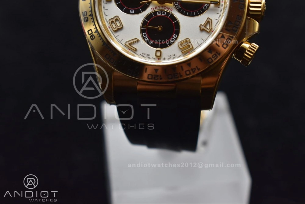 Stylish Daytona 116519 Clean 1:1 Best Edition 904L SS Case Gold Black Dial On Rubber Strap SA4130 V 419
